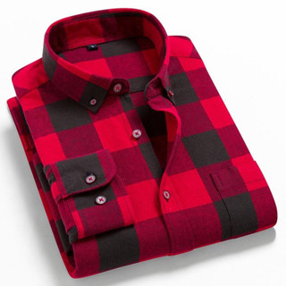Camisa masculina xadrez vermelha manga longa a pronta entrega