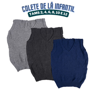 COLETE de Lã infantil Tricot de Qualidade de 2 a 12 anos em Oferta na Shopee