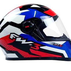 Capacete Fw3 Super Gtn Com Narigueira Azul Branco E Vermelho