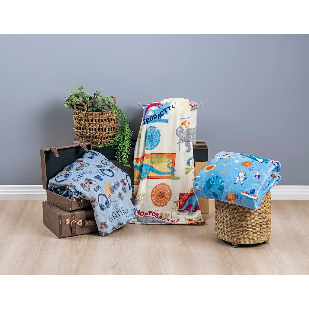 Manta Bouti Kids Flannel Antialérgica Solteiro Estampada 1 Peça