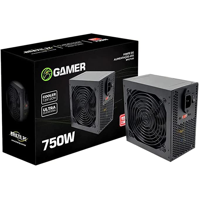 FONTE DE ALIMENTAÇÃO BRAZILPC 750W REAL ATX 24 PINOS