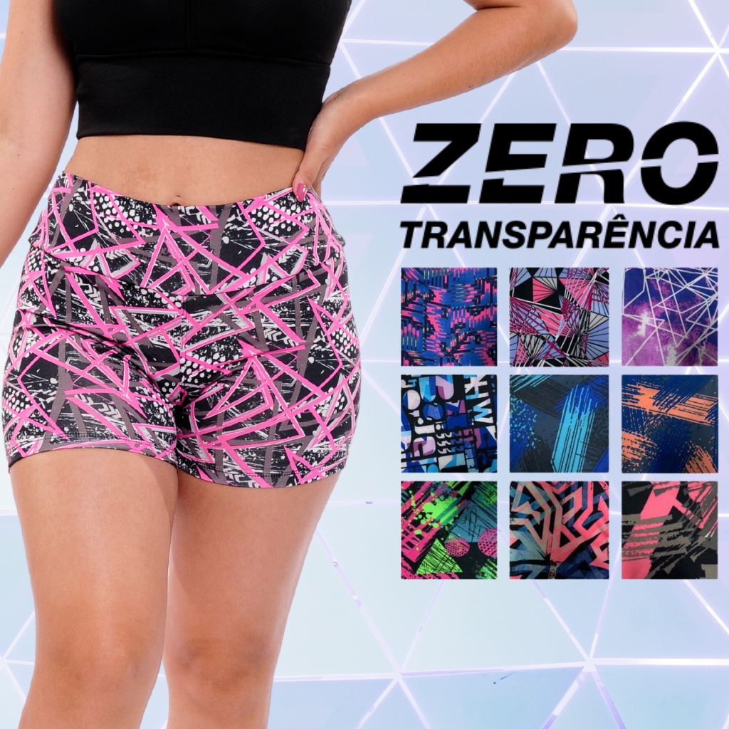 Shorts Zero Transparência Bermuda Academia Shorts Legging Estampado