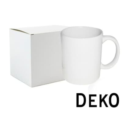 Caneca Deko c/ Caixinha Individual Importada Cerâmica Branca Sublimação