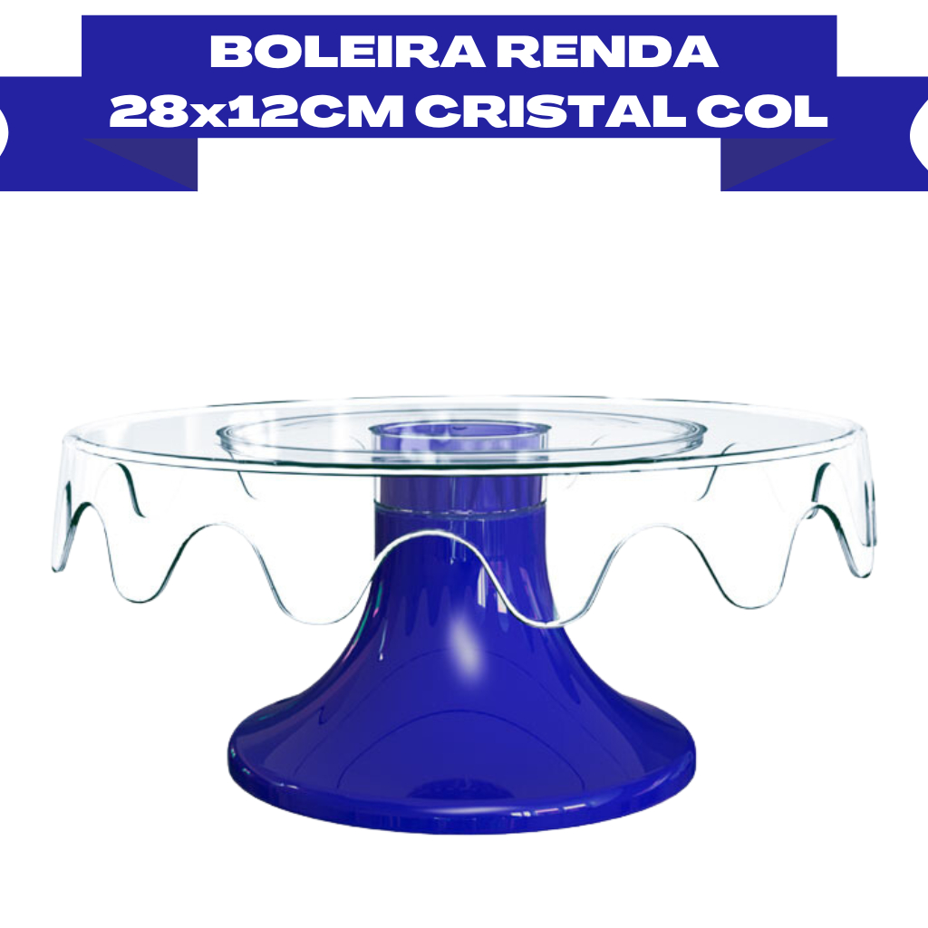 BOLEIRA CONE RENDA 28CM CRISTAL COLORS