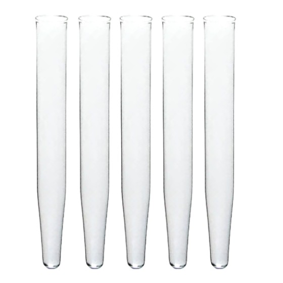 Kit C/ 5 Tubo de ensaio Fundo Cônico Vidro 15ml Centrifuga S/ Tampa centrifugação