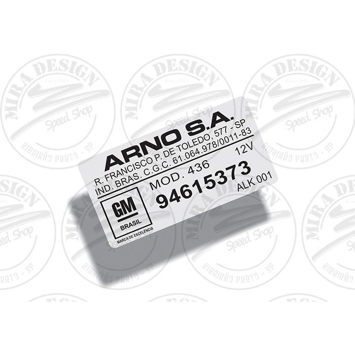Adesivo ARNO Motor Limpador Parabrisa GM Opala Caravan