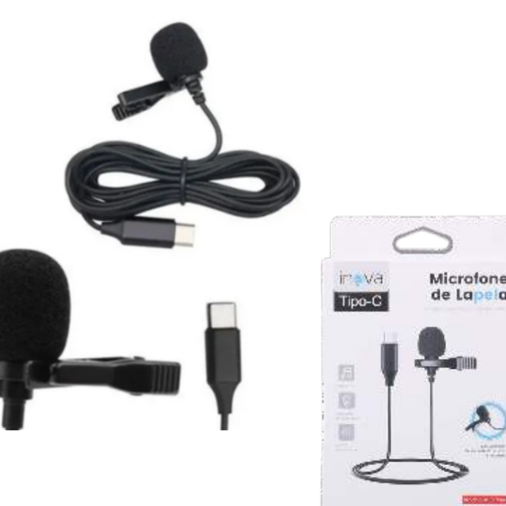 Microfone de lapela TIPO-C  Inova  MIC-7588  LIVE E GRAVAÇÃO DE AULAS