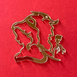 Aplique em Acrílico Espelhado Dourado Bela e a Fera 4 cm - Para Personalizados e Lembrancinhas
