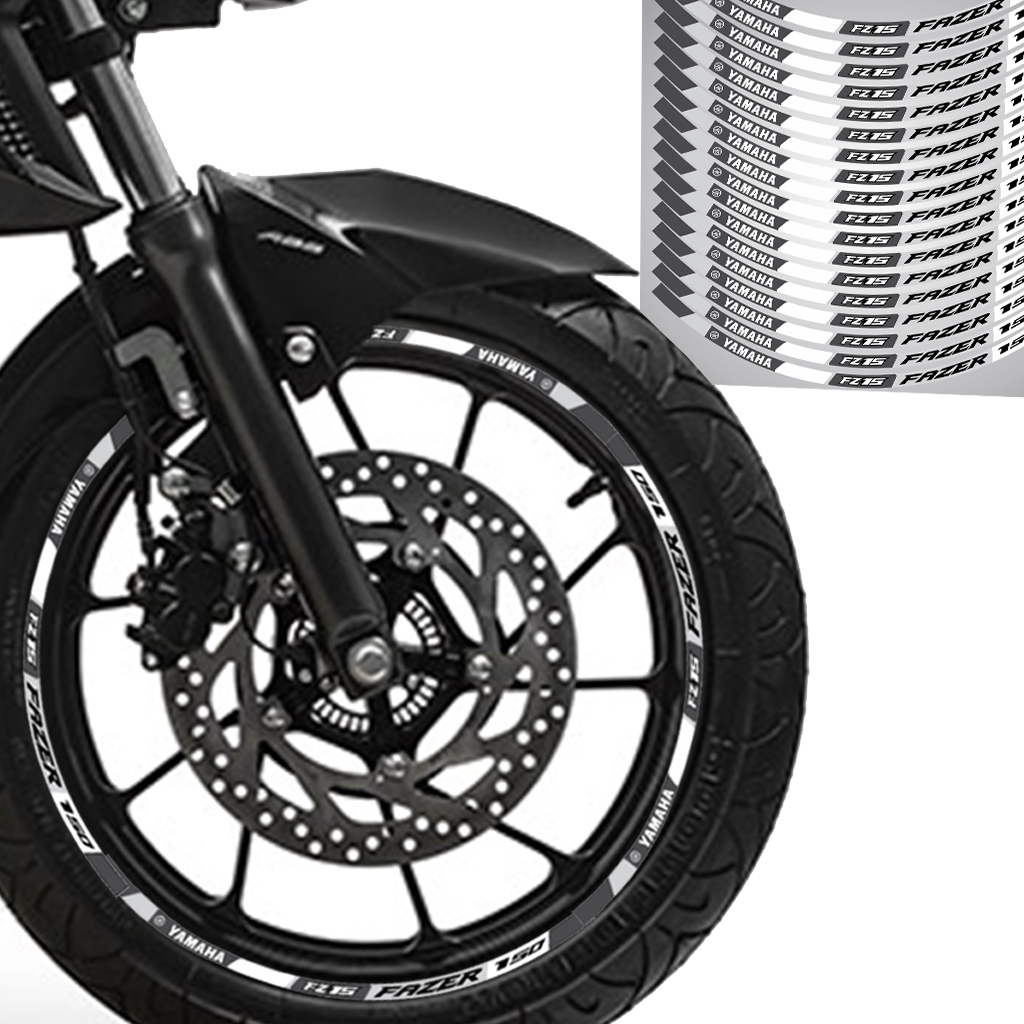 Adesivo Friso De Roda Refletivo Fz15 Fz 15 Fz-15 Aro Yamaha Cinza Preto Premium