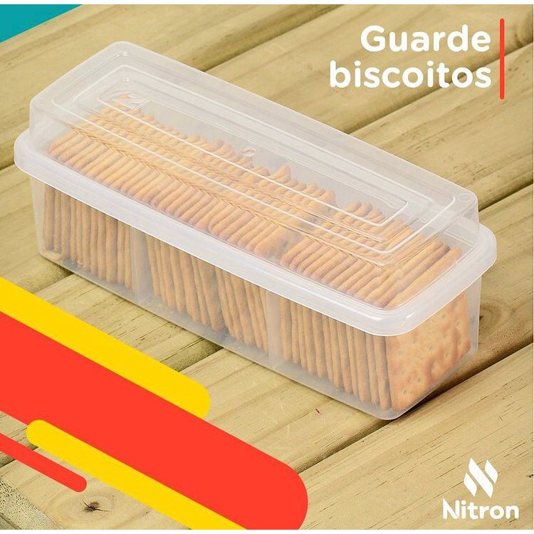Porta Biscoito Biscoitos E Torradas Com Divisórias Nitron  9,1 x 23,1 x 8,9 cm