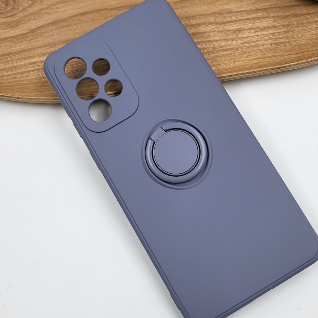 Capa De Celular Lisa Com Suporte De Anel Metálico Emborrachada Aveludada Para Compatível A12 / A32 4G/ A32 5G