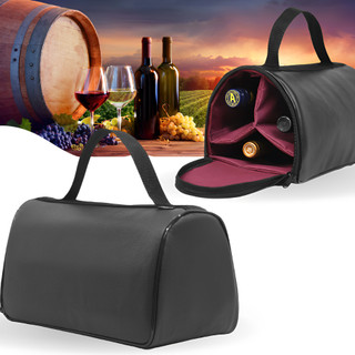 Wine Bag - Bolsa Porta Vinhos para Transporte de 3 Garrafas Presente - Preta