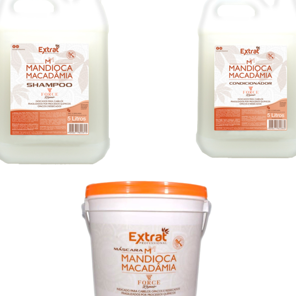 Kit Shampoo 5Lt / Condicionador 5Lt / Máscara Force Repair 2 Kg- Linha Lavatório Extrat Professional em Oferta na Shopee