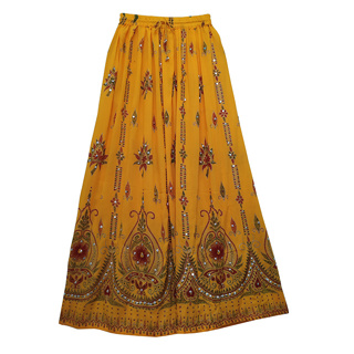 Saia Longa Estampada Indiana Boho Hippie Lantejoula em Oferta na Shopee