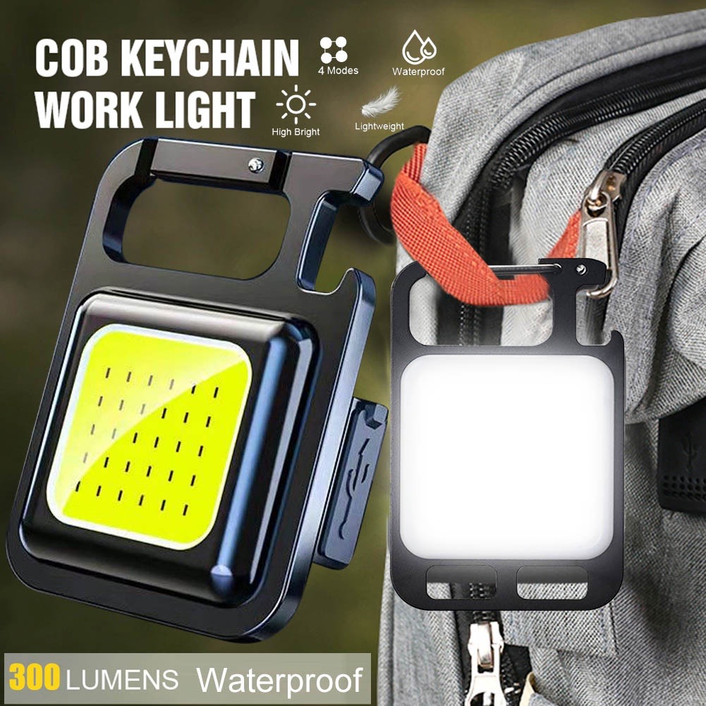 Lanterna LED multifuncional USB recarregável COB Mini chaveiro luz/Poderoso mini lanterna led portátil bolso chaveiro lâmpada usb recarregável acampamento ao ar livre multifuncional cob luz saca-rolhas