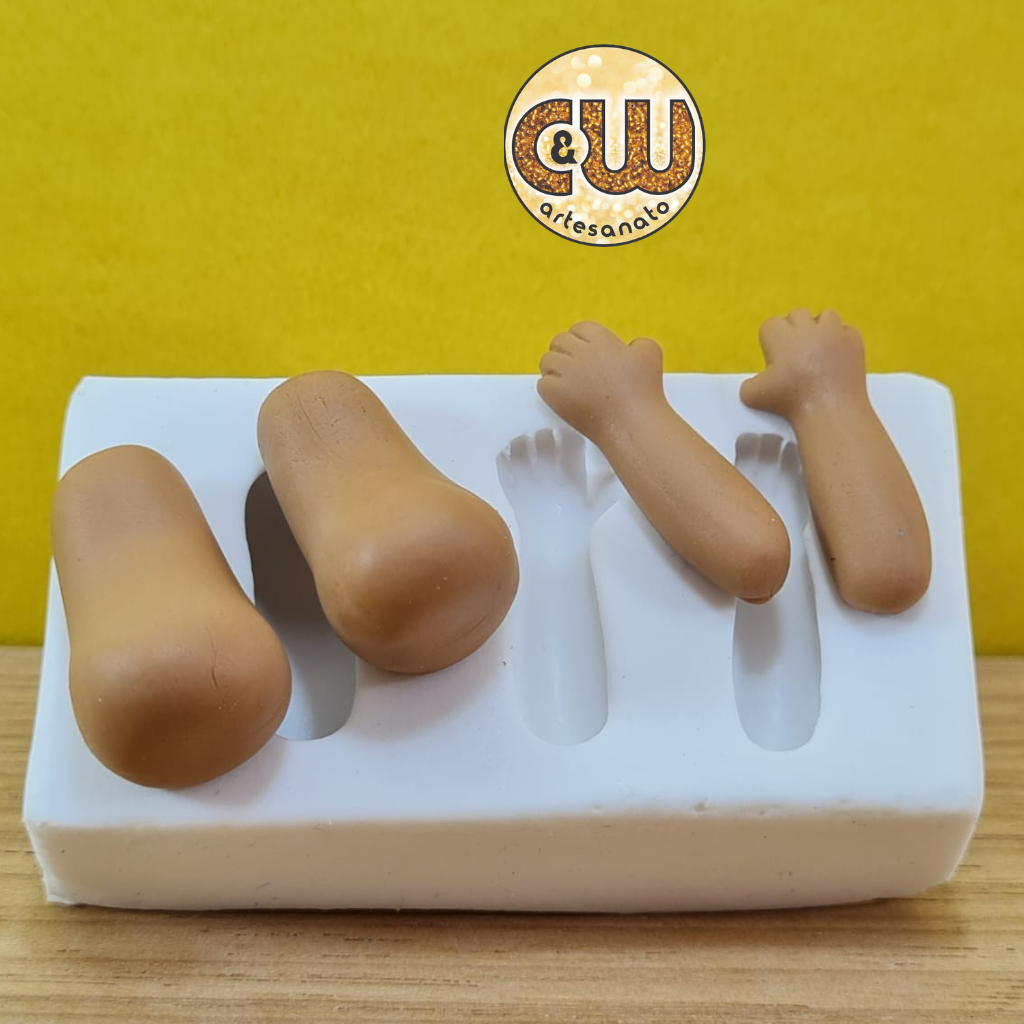 Molde Silicone Braço c/ Perna Confeitaria e Artesanato - Festa