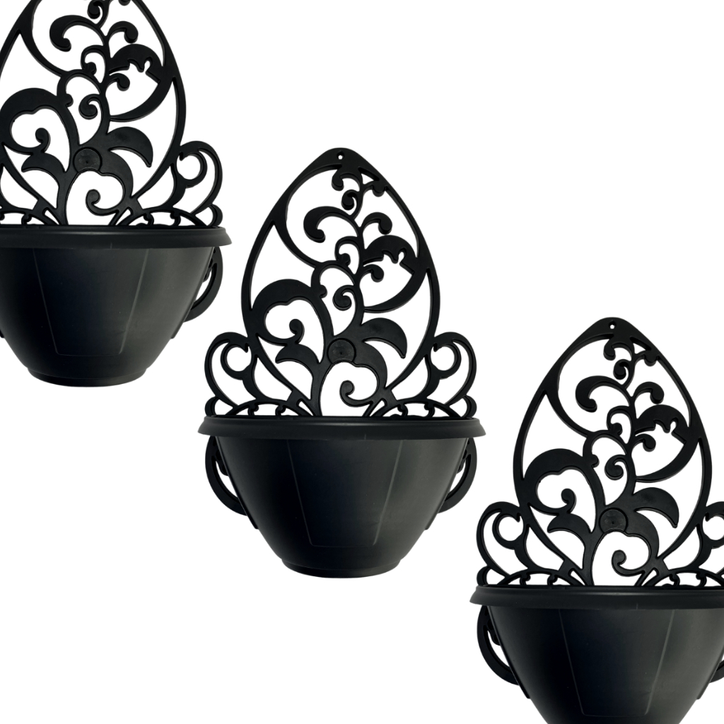Kit 3 Vasos Plastico Para Plantas Suspenso Arandela de Parede Meia Lua Enfeite de Casa