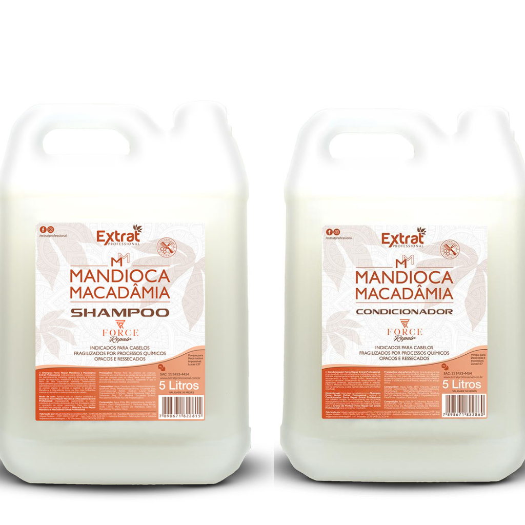 Kit Shampoo e Condicionador Mandioca & Macadâmia - Linha Lavatório Extrat Professional 5 Lt Galão em Oferta na Shopee