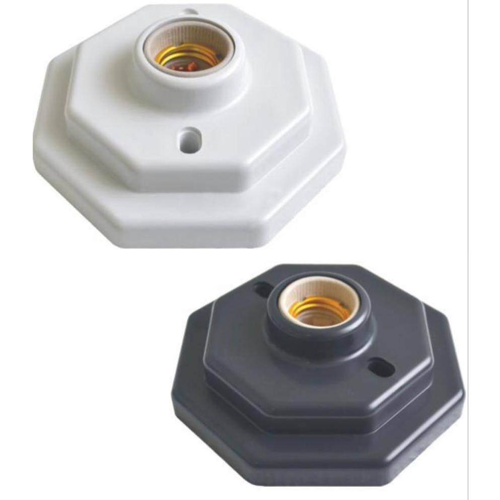 PLAFON OCTAGONAL  SOBREPOR SOQUETE PORCELANA E27-  AREA INTERNA TETO - GAZPLAST em Oferta na Shopee