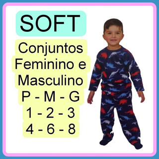Conjunto Pijama Soft bebe infantil inverno P - M - G - 1 - 2 - 3 - 4 - 6 - 8 - 10 - 12 - 14