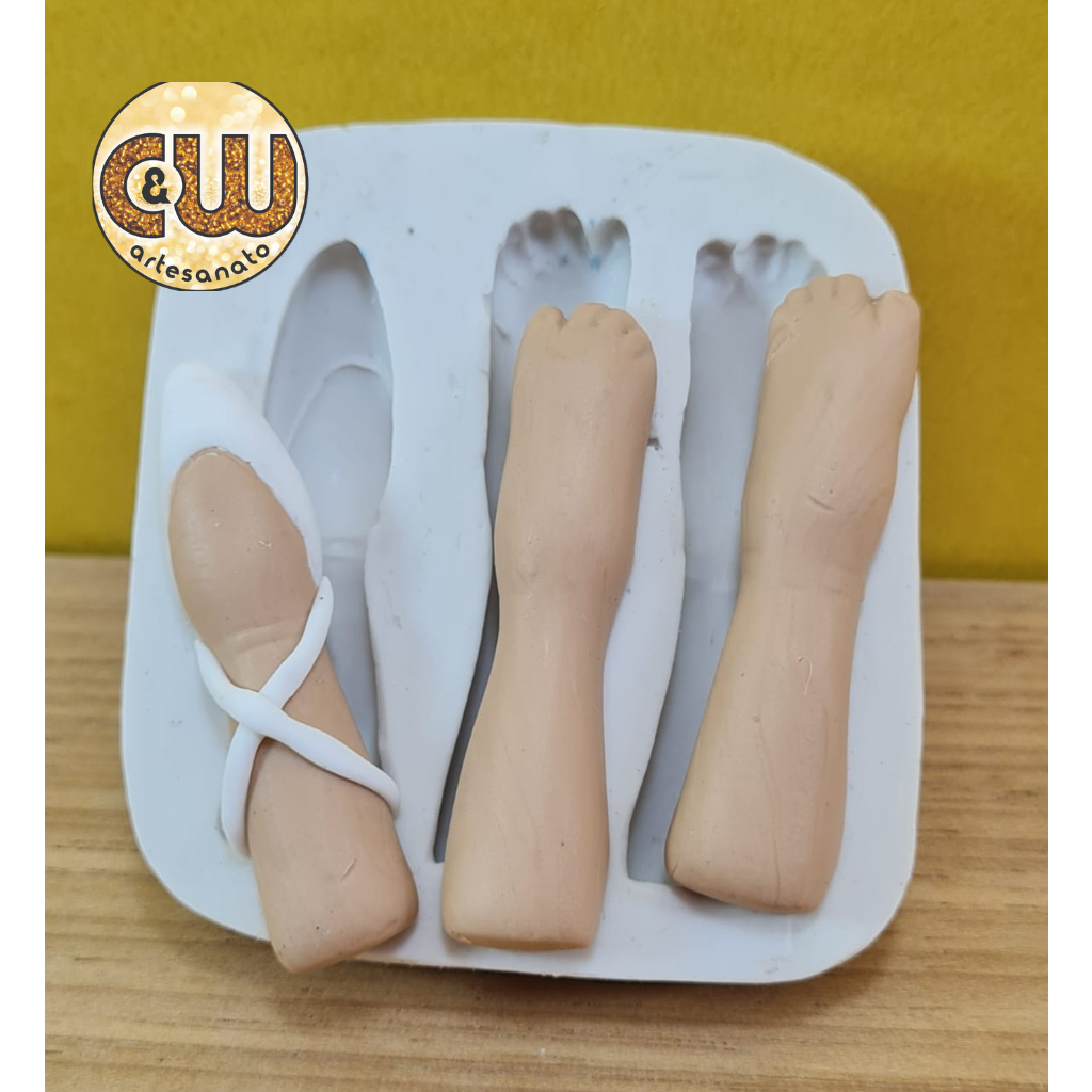 Molde Silicone Perna Simples e Perna de Bailarina Confeitaria e Artesanato - Festa