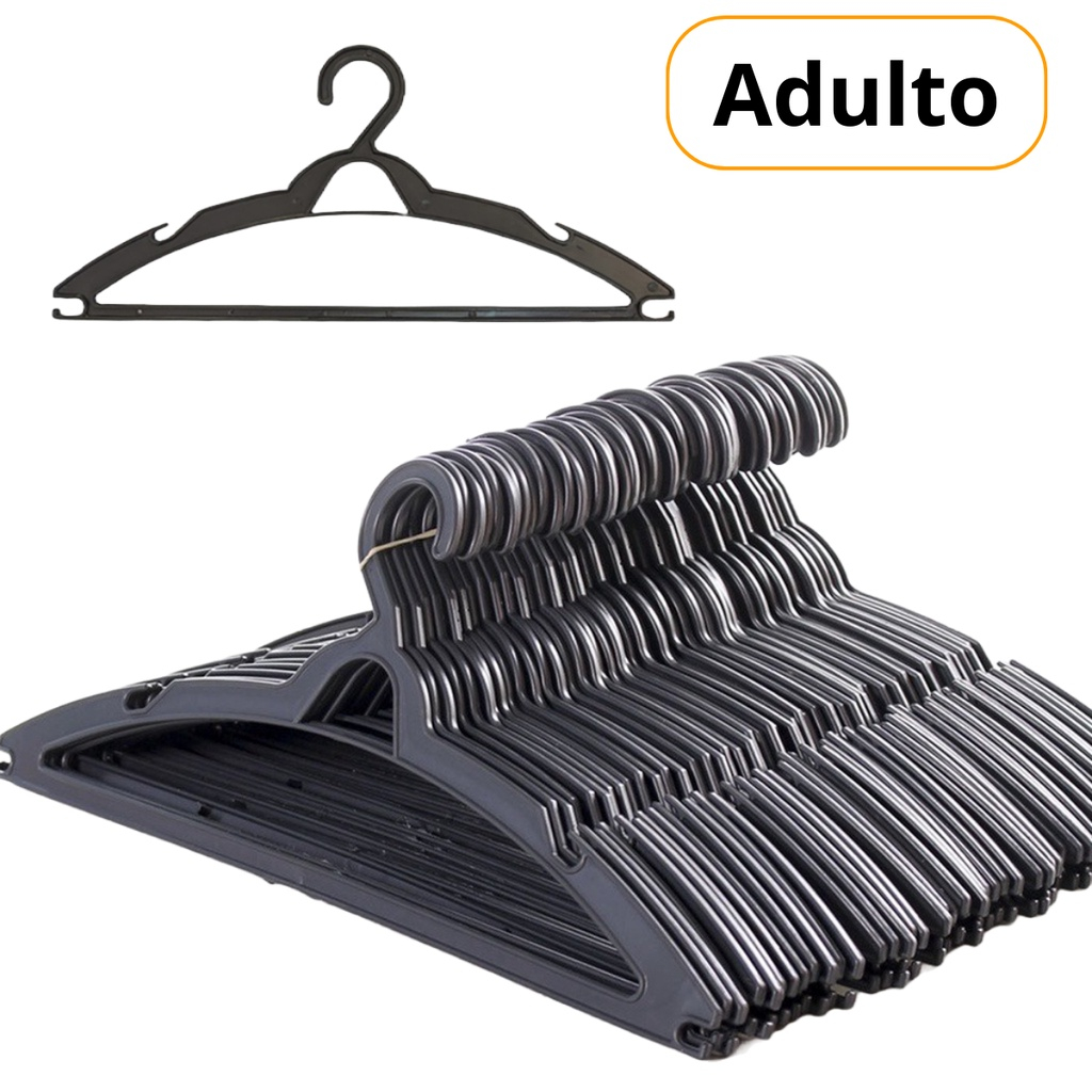 Kit 50 75 100 Cabides Premium Preto Para Lojas Pronta Entrega Adulto Reforçado - Cabide Resistente e barato
