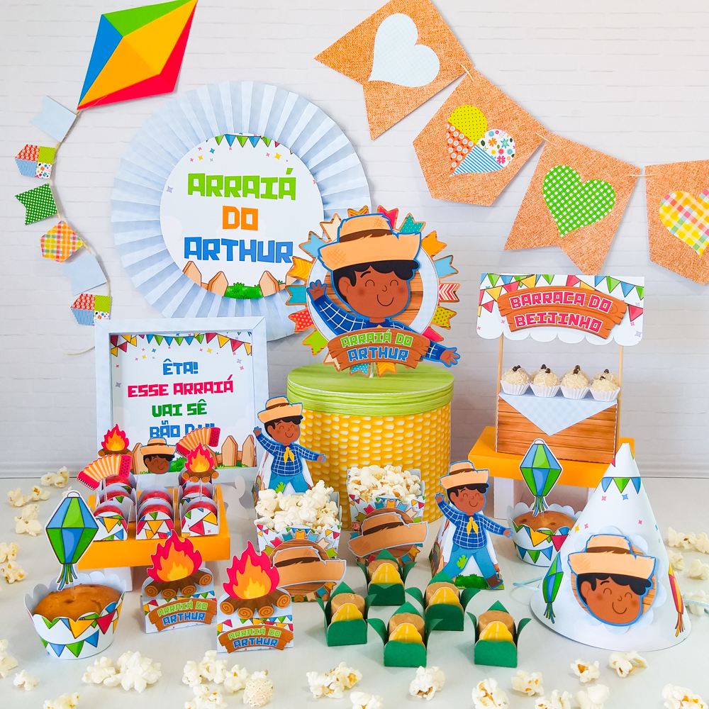 Caixinhas personalizadas, milk, cone e sushi, lembrancinhas, decoração Kit de festa aniversário festa junina - arraiá