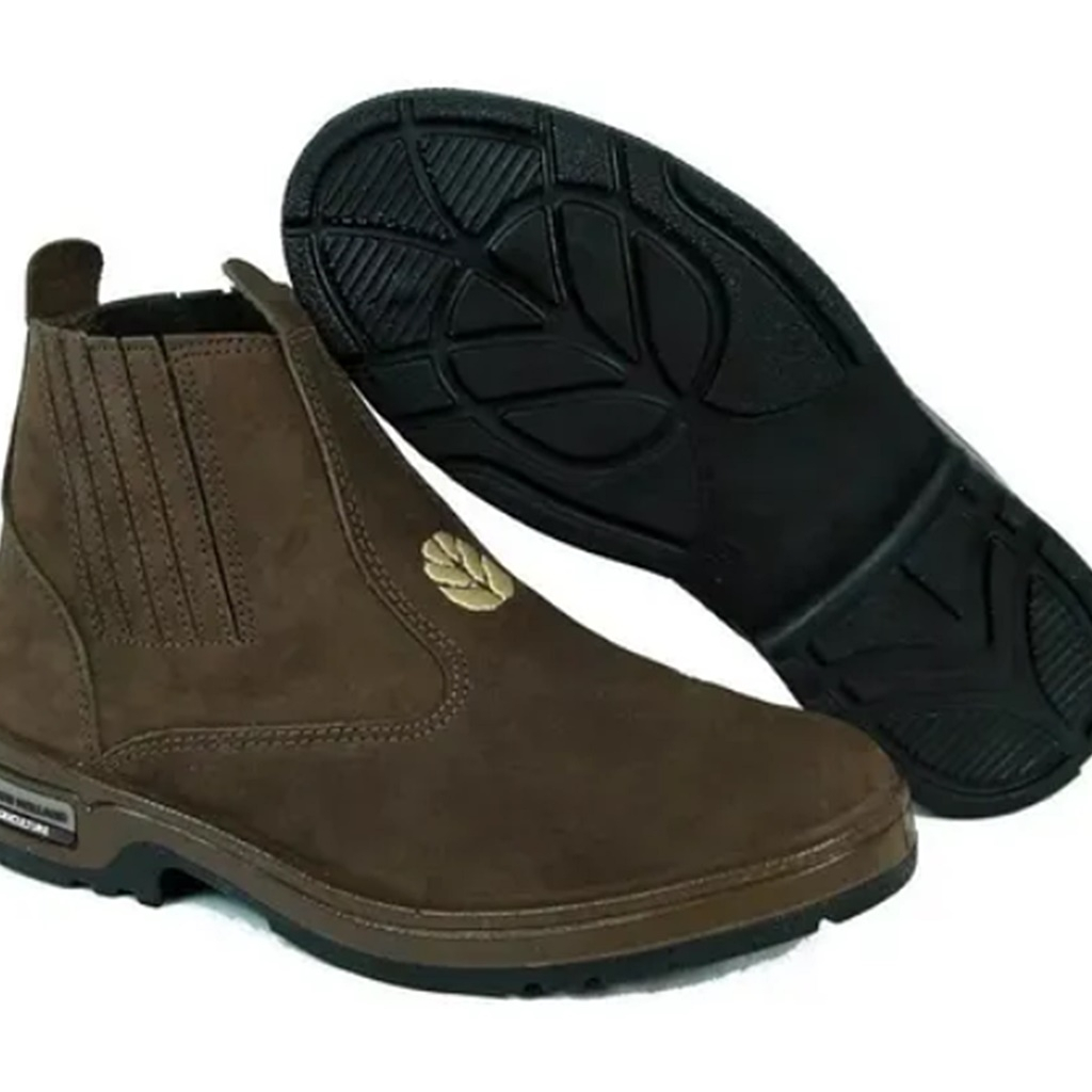 BOTA NEW HOLLAND COURO BOTINA TRABALHO CASUAL UNISSEX CHOCOLATE,--