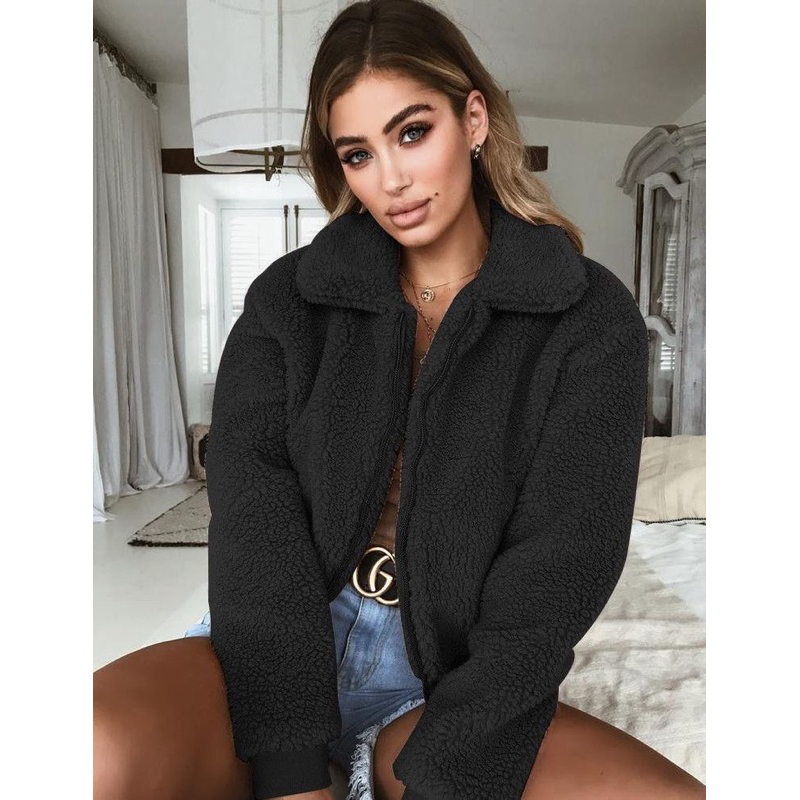 Casaco Ted Teddy Lã Pelúcia Roupa Frio Moda Feminina Blogueira Outono/Inverno Tendência Peludo Peluciado