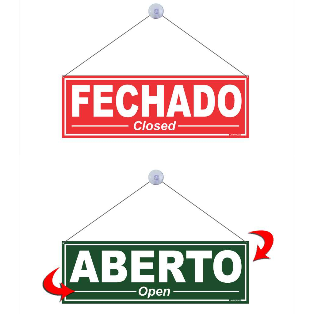 Placa Aberto Fechado Entre Ar Condicionado Ventosa 10x30cm em Oferta na Shopee