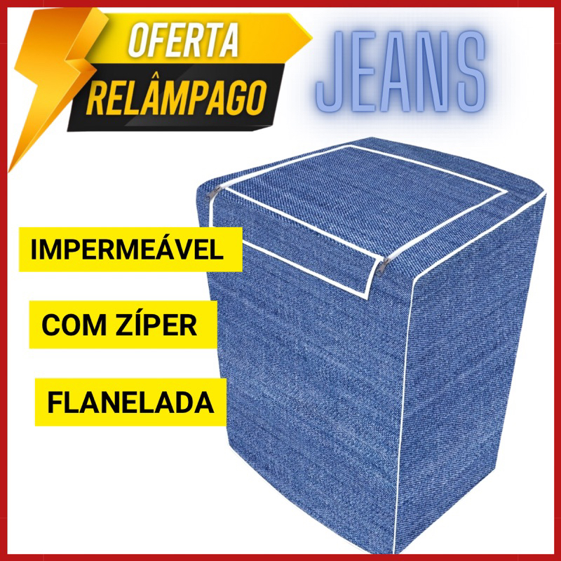 Capa Maquina de Lavar Flanelada Abertura Superior com Zíper Lavanderia Eletrolux, Brastemp, Consul, Colormaq, GE, Panasonic, Continental, Dako Maxi, Suggar, Mueller 15 kg, 9 kg, 16 kg, 7kg ,8Kg