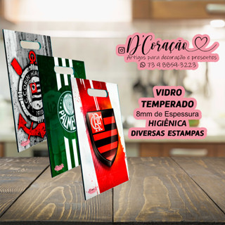 Tábua de Corte de Vidro Temperado Para Carne Legumes e Frutas - Personalizado - Times de Futebol