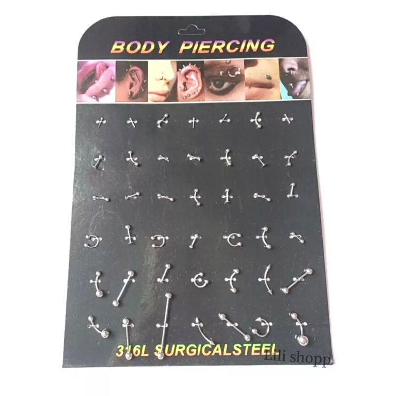 Promoção cartela 42 Pireirng modelos variados Aço cor prata em Oferta na Shopee