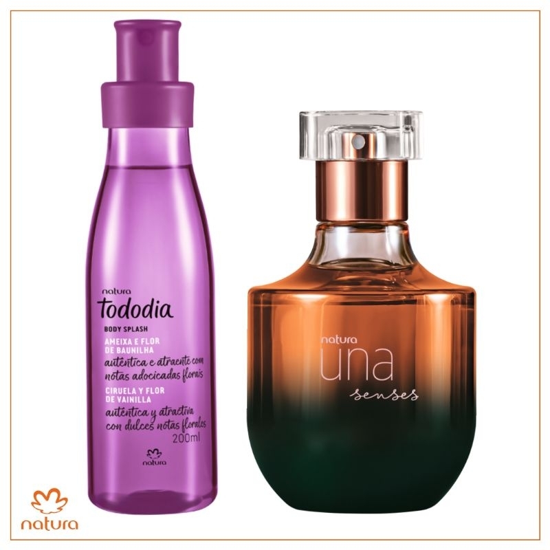 UNA SENSES DEO PARFUM 75 ML E BODY SPLASH AMEIXA E FLOR DE BAUNILHA 200ML