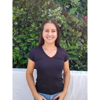 Blusa, blusinha básica feminina gola V manga curta.