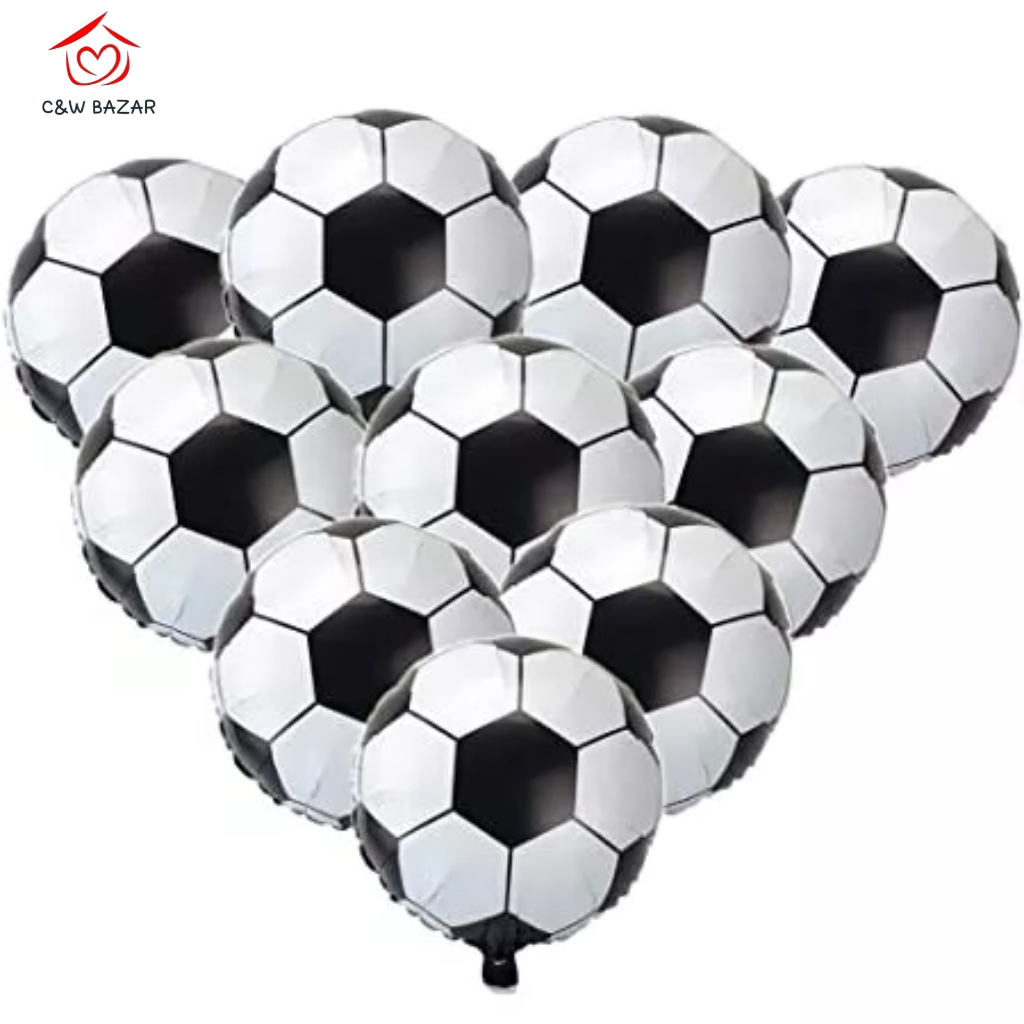 10 Balão Bola Futebol 22cm Decoração Centro Mesa Festa Metalizado Time