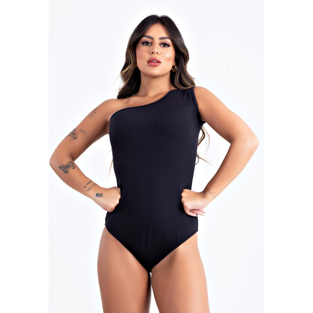 Body Bruna Feminino Estiloso Festa Moda Casual Assimétrico Ombro Só Nu Elegante