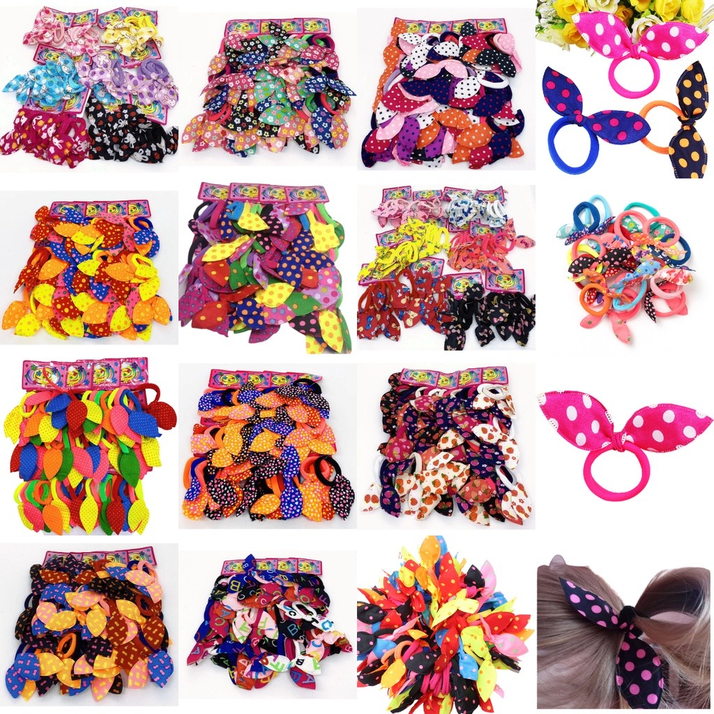 Rabicó Pra Cabelo Meia De Seda Com Enfeite com 48 Peças orelhas de coelho