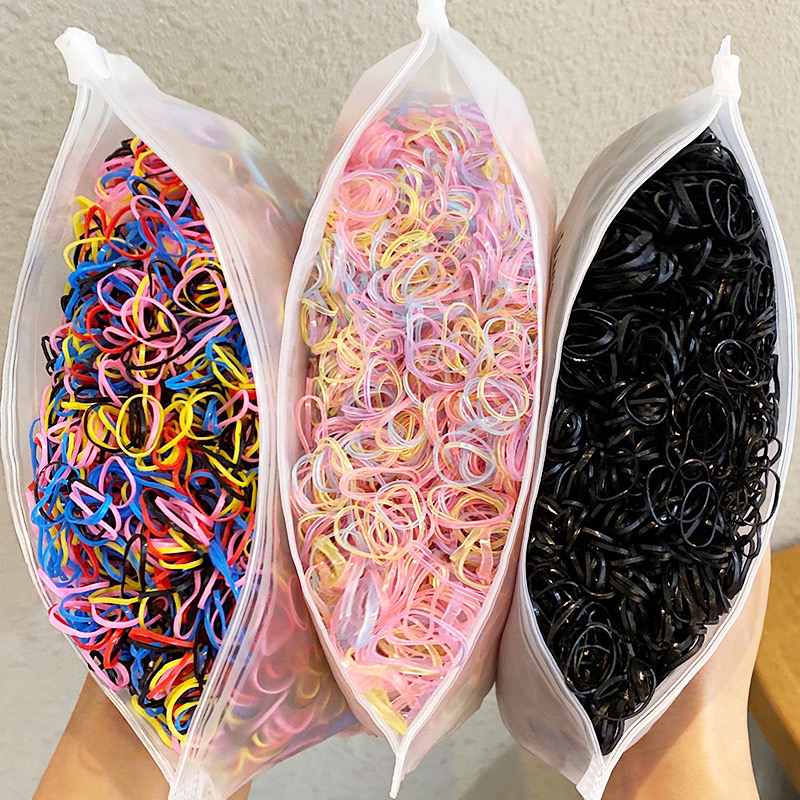 500 Peças Bolsa Elástico De Cabelo Feminino Descartável Multicolorido