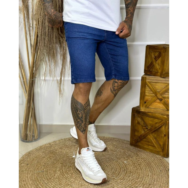 bermuda Jeans escura tradicional Com Elastano Jeans linha super Premium DIRETO DA FABRICA EBLA JENAS