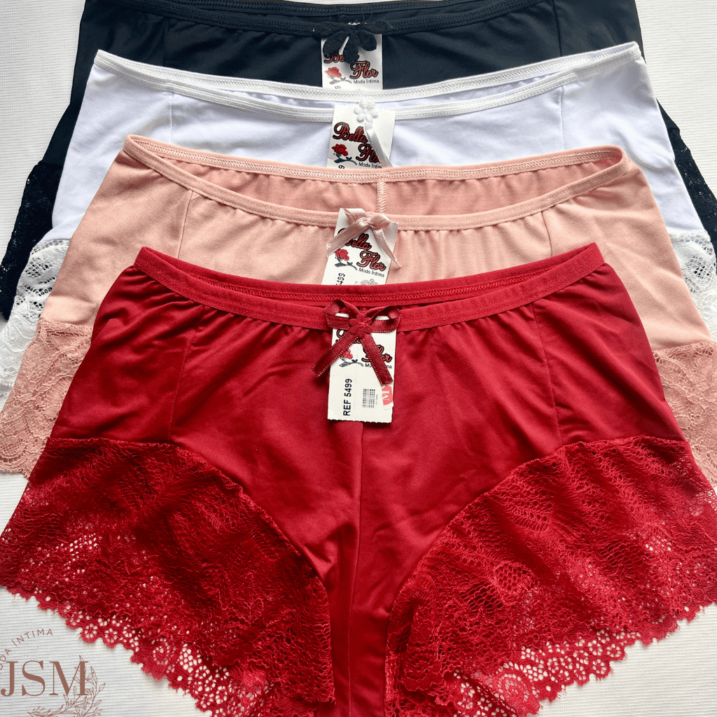 Calcinha Box Shortinho PLUS SIZE Calesson Renda Com Forro Linda Versátil e Confortável Lingerie Moda Íntima