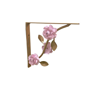 Suporte Mão Francesa para Prateleira Dourado Flor Rosa- Par em Oferta na Shopee