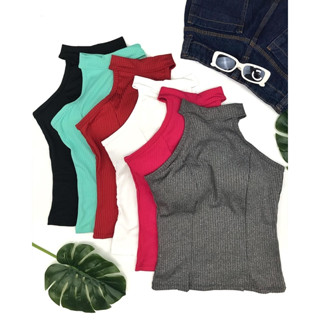 Blusa Feminina Regata Gola Alta Canelada C/ Bojo Lisa - TAM: ÚNICO 36/40