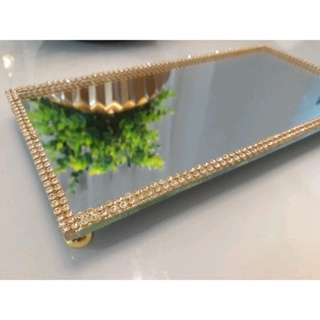 MEGA PROMOÇÃO Bandeja Espelhada Strass Original Alto Brilho Luxo Sala Banheiro Lavabo em Oferta na Shopee