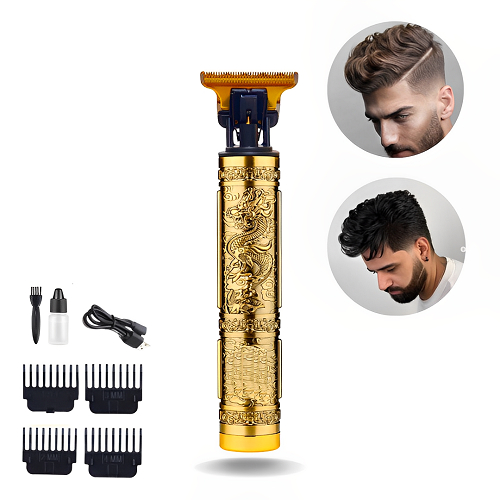 Máquina Para Cortar Cabelo Profissional Barba Aparador Pêlos Com 4 Pentes Máquina Dragão Dourado