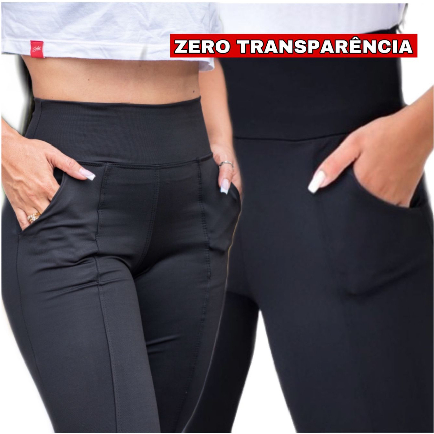 Kit 2 Calças Legging Plus Size Feminina Grossa Legue Suplex Com Bolso e Cintura Alta do 38 ao 60