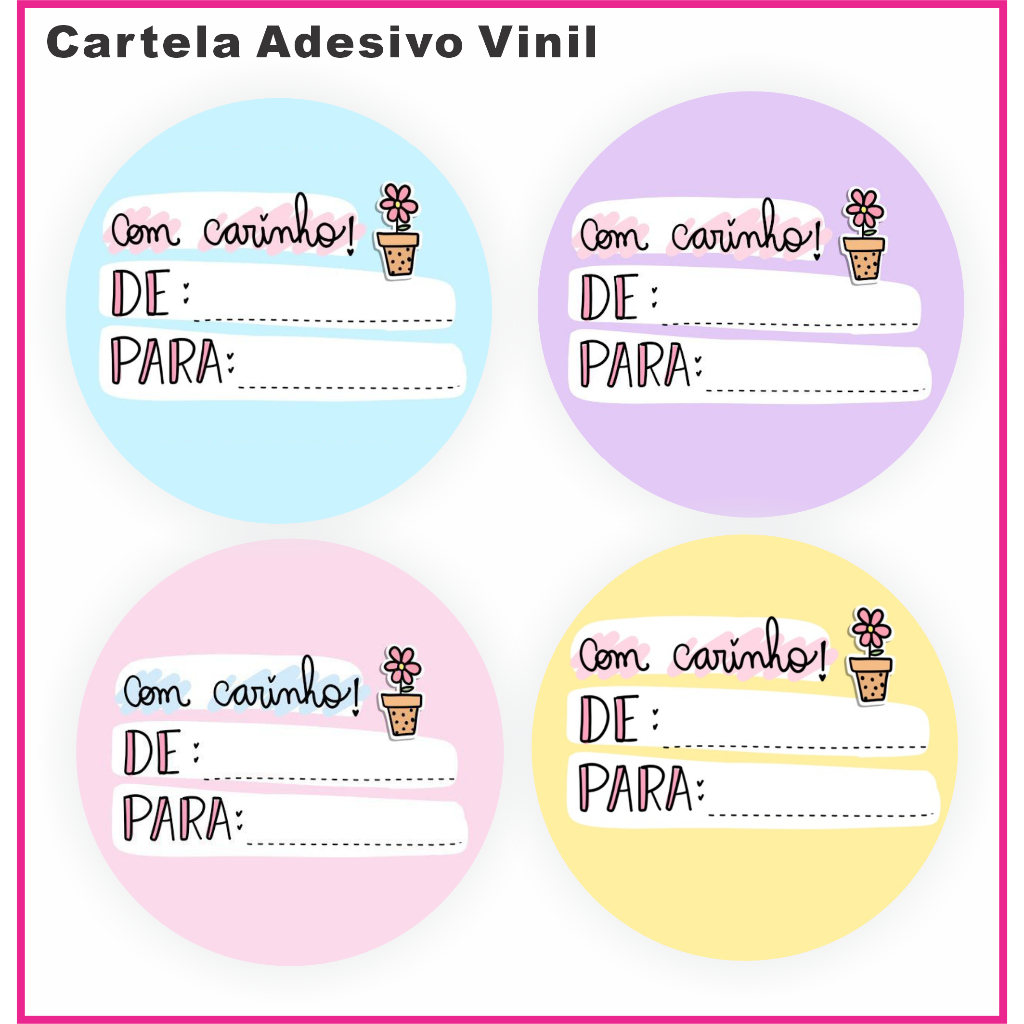 Kit 100 Etiquetas Adesivo Com Carinho De Para | Embalagem Cliente 4X4 em Oferta na Shopee