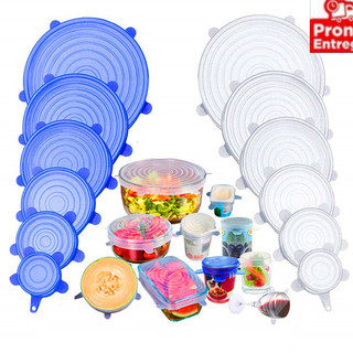 Kit 6 Tampas Panela Silicone Universal Reutilizável Elástica Tampas Silicone Cozinha Gela…