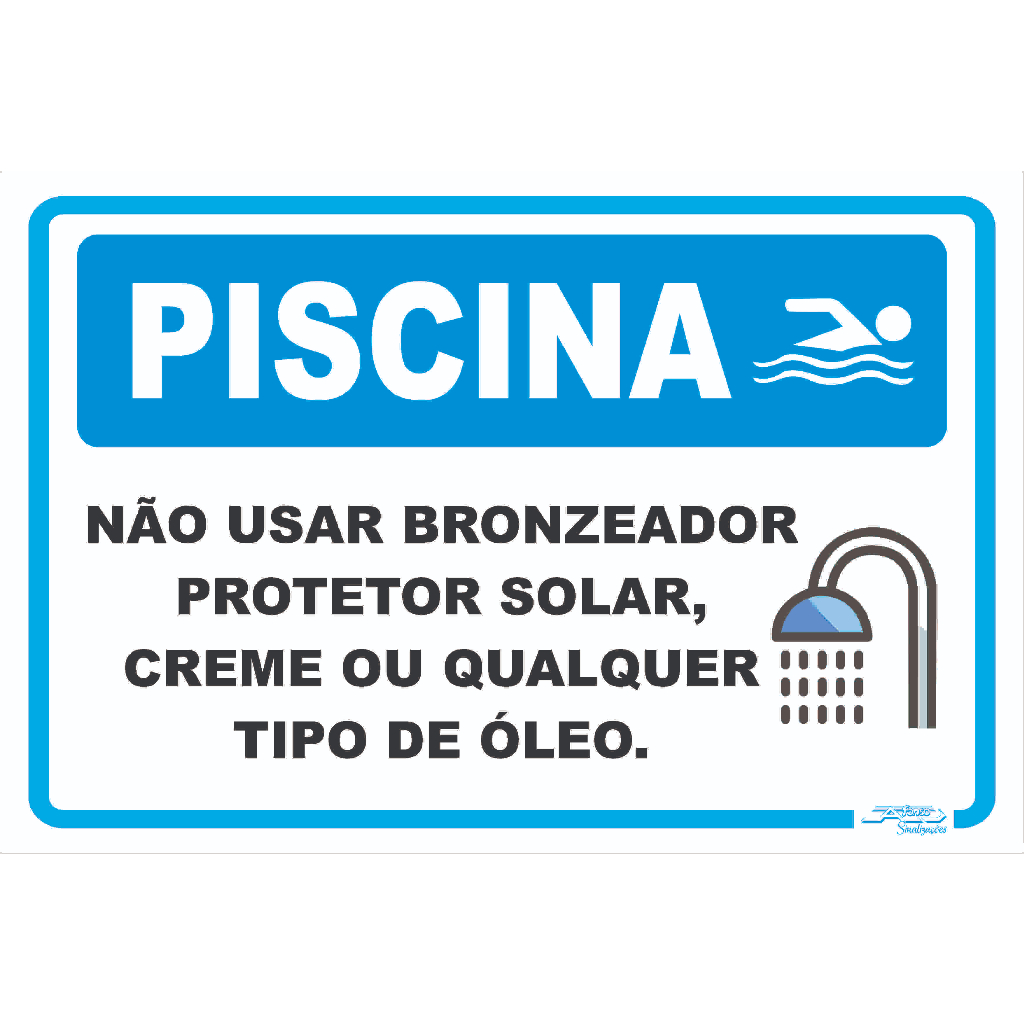 Placa Piscina Não Usar Bronzeador Protetor Solar Creme Óleo | 30x20