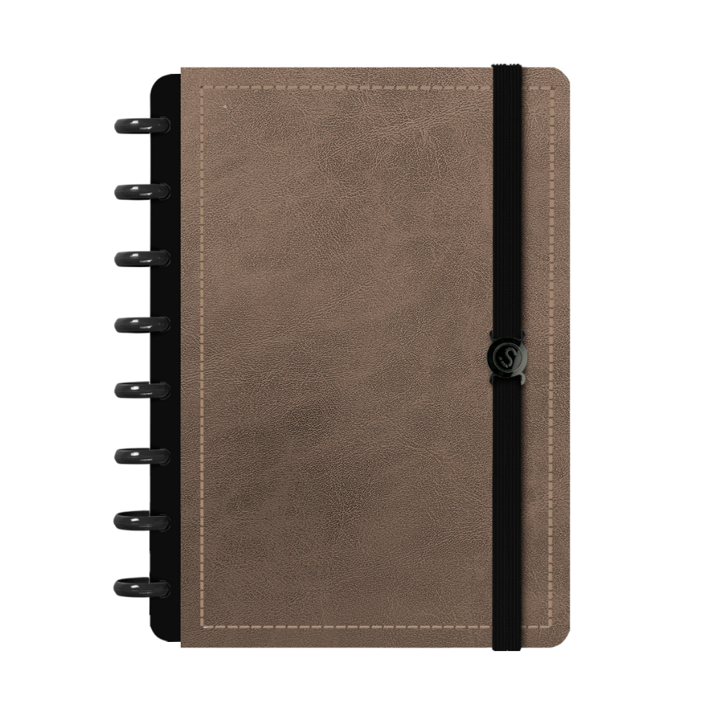 Caderno De Disco Inteligente Iscool Capa Dura 80 Folhas Solid Touch Couro Marrom em Oferta na Shopee